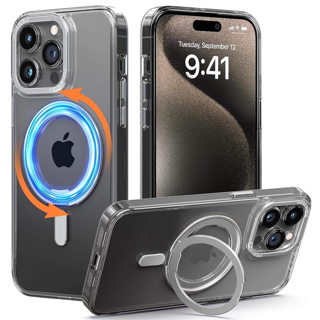 ZORBES Phone Case for iPhone 15 Pro Max Phone Cover with 360° Rotatable MagSafe Ring Holder Support Wireless Charging Fashion Trasparent Protective Case for iPhone 15 Pro Max 6.7'' ZORBES Phone Case for iPhone 15 Pro Max Phone Cover with 360° Rotatable MagSafe Ring Holder Support Wireless Charging Fashion Trasparent Protective Case for iPhone 15 Pro Max 6.7''